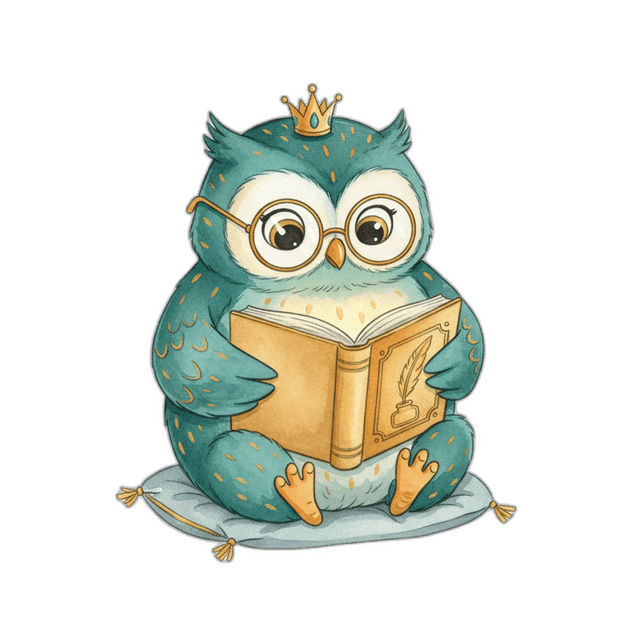 Oakley, the Gradezi owl, reading